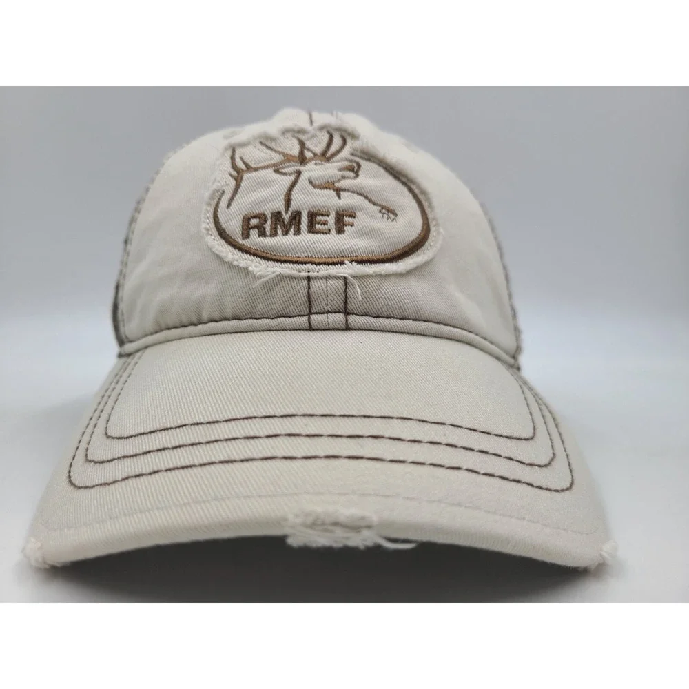 RMEF Rocky Mountain‎ Elk Foundation Camo Distressed Strapback Adjustable Hat Cap